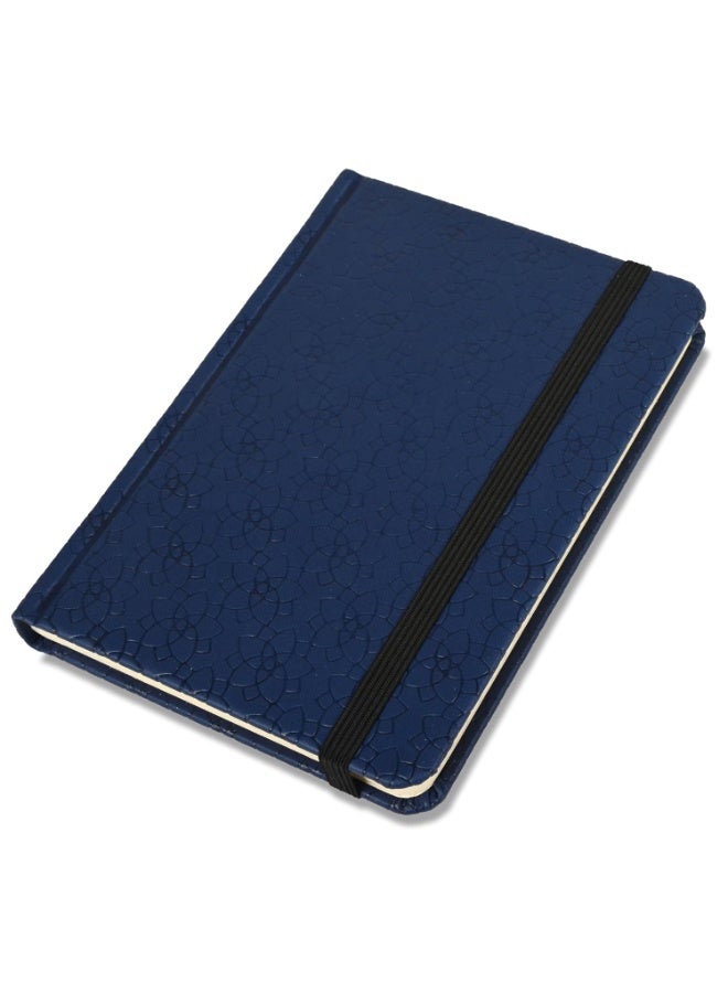 FIS® Executive Notebook, Italian PU Materials, A6 Size(105x148mm,) Round Corners, 96 Sheets, Single Ruled, 70gsm Italian Ivory Paper with Elastic Band Closure, 1 Piece, Blue Color-FSNBEXA6BLD5 - Image 1